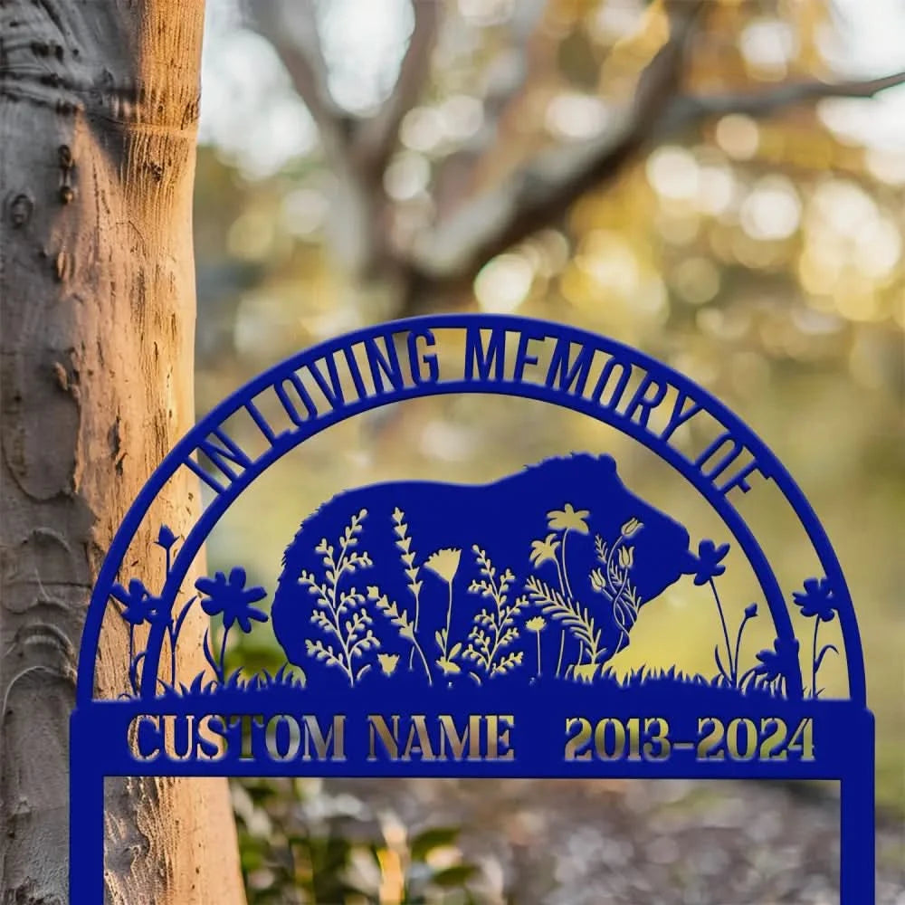 Custom Guinea Pig Memorial Metal Stake - Pet Grave Marker Guinea Pig Loss Sympathy Sign Remembrance Stake Outdoor