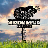 Custom Guinea Pig with Butterflies Memorial Metal Cross Stake - Pet Grave Marker Guinea Pig Loss Sympathy Sign