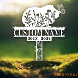 Custom Guinea Pig with Butterflies Memorial Metal Cross Stake - Pet Grave Marker Guinea Pig Loss Sympathy Sign