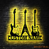 Custom Guitar Player Metal Wall Art LED Light Personalized Guitarist Name Sign Home Decor Music Room Kids Nursery
