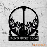 Custom Guitar Wall Art with LED Lights Guitar Metal Sign Guitar Player Gift Music Studio Sign Guitar Monogram