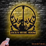 Custom Guitar Wall Art with LED Lights Guitar Metal Sign Guitar Player Gift Music Studio Sign Guitar Monogram