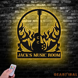 Custom Guitar Wall Art with LED Lights Guitar Metal Sign Guitar Player Gift Music Studio Sign Guitar Monogram