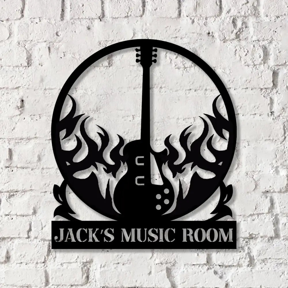 Custom Guitar Wall Art with LED Lights Guitar Metal Sign Guitar Player Gift Music Studio Sign Guitar Monogram