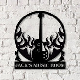 Custom Guitar Wall Art with LED Lights Guitar Metal Sign Guitar Player Gift Music Studio Sign Guitar Monogram