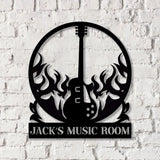 Custom Guitar Wall Art with LED Lights Guitar Metal Sign Guitar Player Gift Music Studio Sign Guitar Monogram