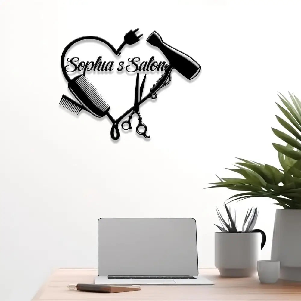 Custom Hair Salon Metal Sign with LED Light Personalized Hair Stylist Name Sign Wall Art Hairdresser Decoration