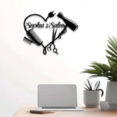 Custom Hair Salon Metal Sign with LED Light Personalized Hair Stylist Name Sign Wall Art Hairdresser Decoration