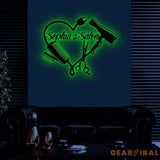 Custom Hair Salon Metal Sign with LED Light Personalized Hair Stylist Name Sign Wall Art Hairdresser Decoration
