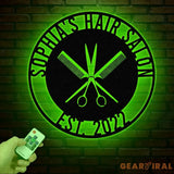 Custom Hair Salon Metal Wall Art with LED Lights Personalized Comb & Scissors Sign Hairdresser Decor Stylist Gift Salon