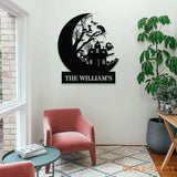 Custom Halloween House Metal Family Name LED Sign - Personalized Halloween Wall Art - Name Hanging Sign - Halloween