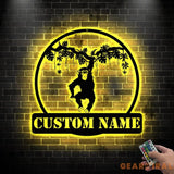 Custom Hanging Chimp Monkey Metal Wall Art Led Light - Boys And Girls Nursery Decoration Gift - Personalized Chimp
