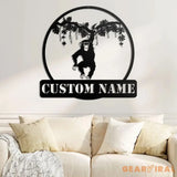 Custom Hanging Chimp Monkey Metal Wall Art Led Light - Boys And Girls Nursery Decoration Gift - Personalized Chimp