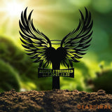 Custom Heart with Angels Wings Memorial Cross Stake In Memory Cross Grave Marker Custom Cross Stake Sympathy Gift