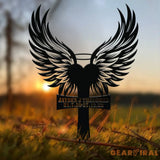 Custom Heart with Angels Wings Memorial Cross Stake In Memory Cross Grave Marker Custom Cross Stake Sympathy Gift