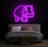 Custom Hippopotamus Neon Sign - LED Hippo Animal Light Wall Art Decor for Animal Lovers Hippo Home Decoration Room Neon