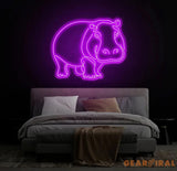 Custom Hippopotamus Neon Sign - LED Hippo Animal Light Wall Art Decor for Animal Lovers Hippo Home Decoration Room Neon