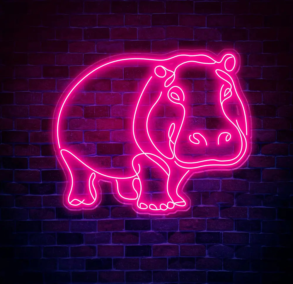 Custom Hippopotamus Neon Sign - LED Hippo Animal Light Wall Art Decor for Animal Lovers Hippo Home Decoration Room Neon