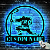 Custom Hockey Metal Sign with Led Light - Hockey Coach Gift Hockey Gifts for Team - Hockey Wall Decor - Hockey Player