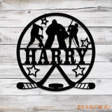Custom Hockey Metal Wall Art LED Light Personalized Hockey Player Name Sign Home Decor Boy Room Decor Nursery Name Sign
