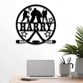 Custom Hockey Metal Wall Art LED Light Personalized Hockey Player Name Sign Home Decor Boy Room Decor Nursery Name Sign