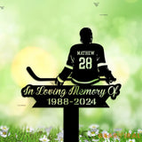 Custom Hockey Player Memorial Metal Stake - Hockey Player Cross - Grave Marker - Remembrance Stake | GearViral