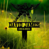 Custom Hockey Player With Wings Memorial Plaque Stake Personalized Hockey Grave Marker Remembrance Stake Garden Decor
