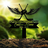 Custom Hockey with Wings Memorial Metal Stake Hockey Player Cross Grave Marker Remembrance Stake Sympathy Sign Outdoor