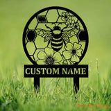 Custom Honey Bee Garden Sign Personalized Bee Metal Sign Honey Bee Garden Decor Flower Bee Garden Art Bee Yard Sign Bee