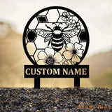 Custom Honey Bee Garden Sign Personalized Bee Metal Sign Honey Bee Garden Decor Flower Bee Garden Art Bee Yard Sign Bee