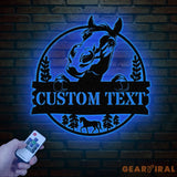 Custom Horse Farm Metal Sign with LED Lights - Personalized Horse Name Wall Art - Rustic Tree Decor for Ranch Stable or