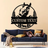 Custom Horse Farm Metal Sign with LED Lights - Personalized Horse Name Wall Art - Rustic Tree Decor for Ranch Stable or