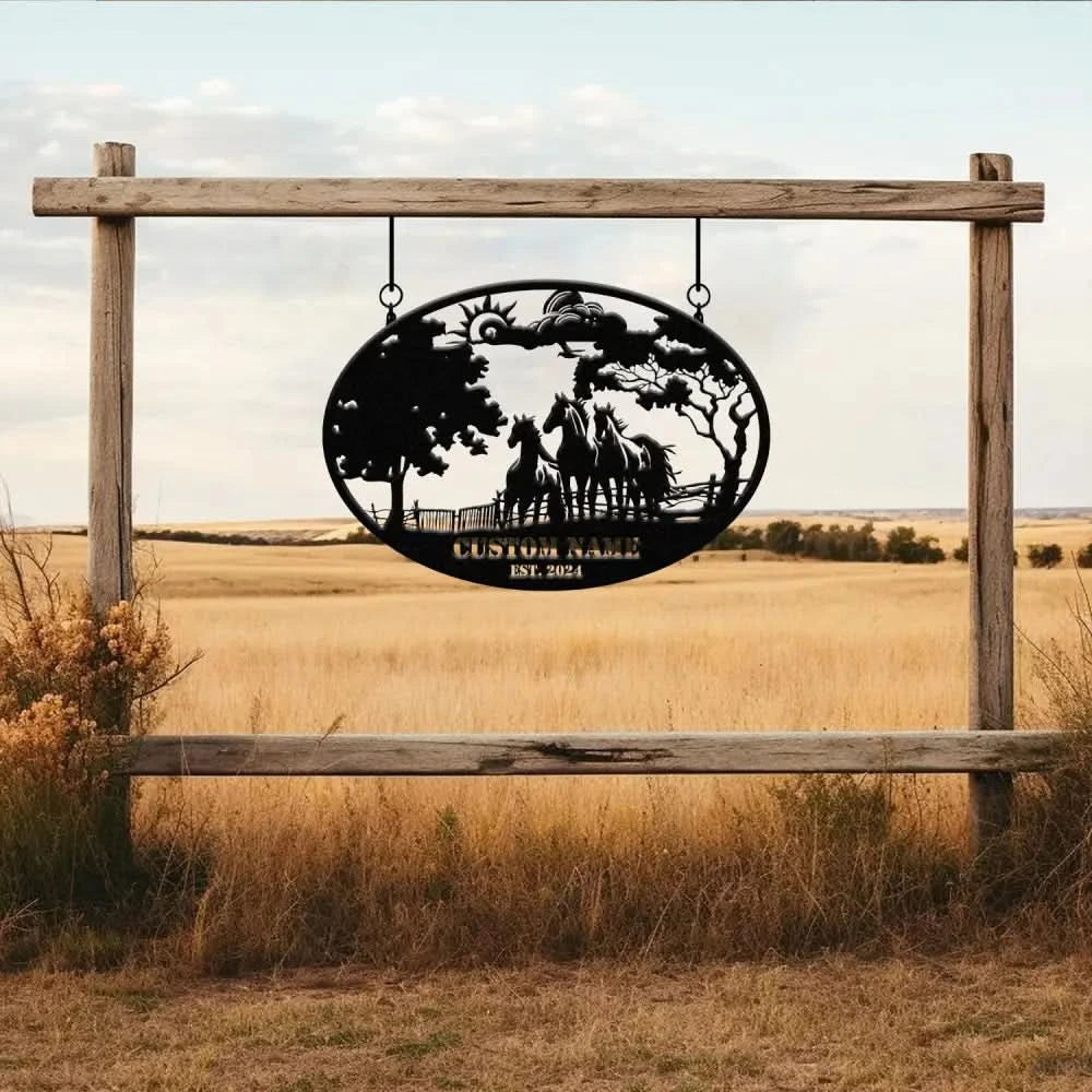 Custom Horse Ranch Sign Personalized Metal Farm Sign Ranch and Farm Decor Farming Signs Horse Sign Gift for Her Rustic