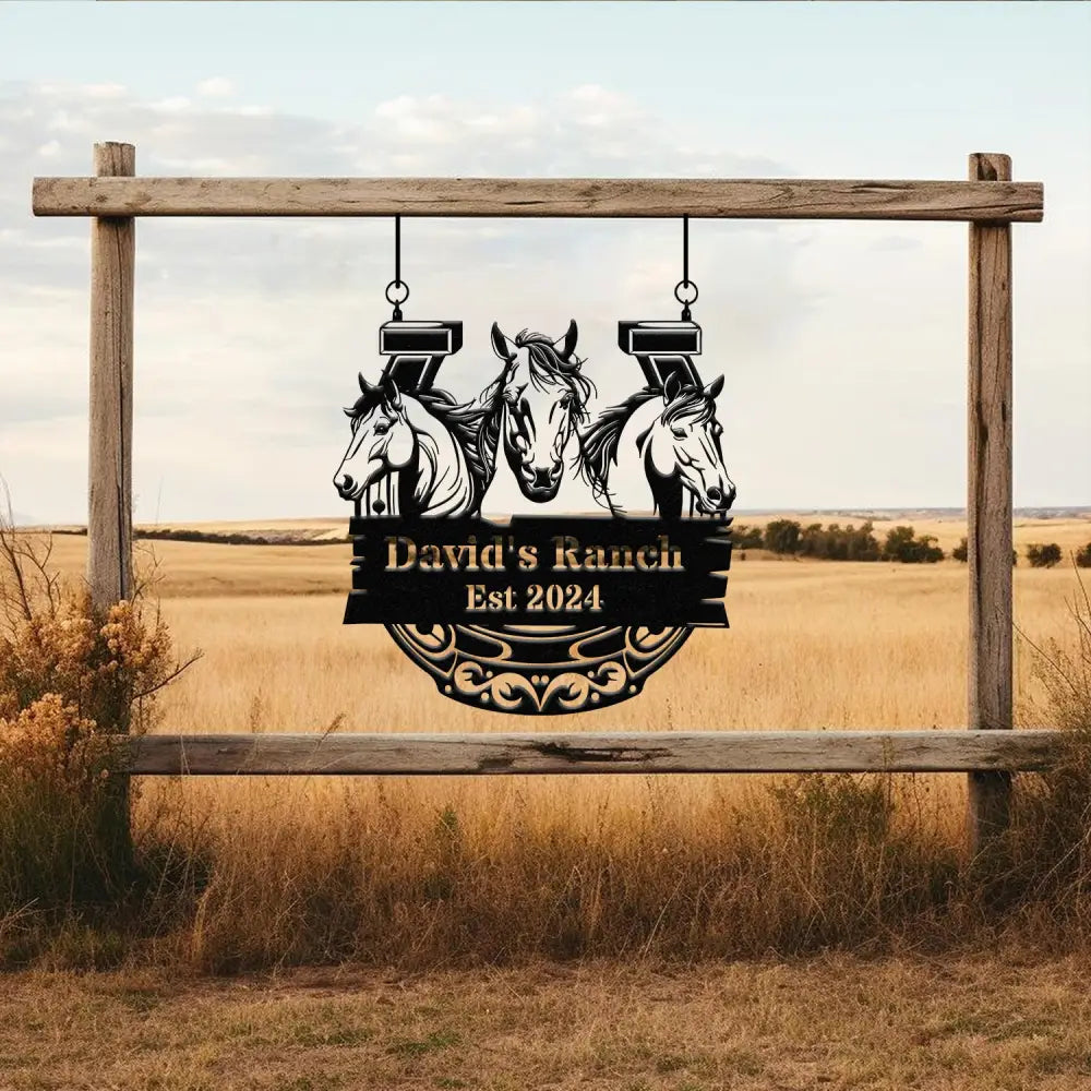 Custom Horse Ranch Sign Personalized Metal Ranch Sign Metal Hose Sign Camp Sign Horse Stall Horse Farm Decor Barn Sign