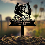 Custom Horseshoes Memorial Stake Sign Pet Grave Markers Sign Personalized Horse Sign With Stake Sympathy Sign