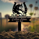 Custom Horseshoes Memorial Stake Sign Pet Grave Markers Sign Personalized Horse Sign With Stake Sympathy Sign