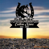 Custom Horseshoes Memorial Stake Sign Pet Grave Markers Sign Personalized Horse Sign With Stake Sympathy Sign