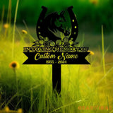 Custom Horseshoes Memorial Stake Sign Pet Grave Markers Sign Personalized Horse Sign With Stake Sympathy Sign