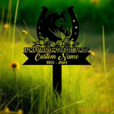 Custom Horseshoes Memorial Stake Sign Pet Grave Markers Sign Personalized Horse Sign With Stake Sympathy Sign