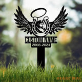 Custom Horseshoes with Wings Memorial Stake Sign Pet Grave Markers Personalized Horse Sign With Stake Sympathy Sign