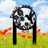 Custom Hummingbird Garden Metal Stake Personalized Family Name Yard Sign Outdoor Decor Garden Stake Outdoor Door Garden