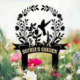Custom Hummingbird Garden Sign Personalized Name Garden Stake Metal Garden Sign Gardener Name Sign Gardener Gift Yard