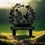 Custom Hummingbird Garden Sign Personalized Name Garden Stake Metal Garden Sign Gardener Name Sign Gardener Gift Yard