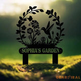 Custom Hummingbird Garden Sign Personalized Name Garden Stake Metal Garden Sign Gardener Name Sign Gardener Gift Yard