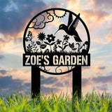 Custom Hummingbird Garden Sign Personalized Name Garden Stake Metal Garden Sign Gardener Name Sign Gardener Gift Yard