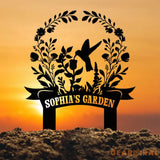 Custom Hummingbird Garden Sign Personalized Name Garden Stake Metal Garden Sign Gardener Name Sign Gardener Gift Yard