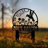 Custom Hummingbird Garden Sign Personalized Name Garden Stake Metal Garden Sign Gardener Name Sign Gardener Gift Yard