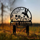 Custom Hummingbird Garden Sign Personalized Name Garden Stake Metal Garden Sign Gardener Name Sign Gardener Gift Yard