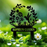 Custom Hummingbird Garden Sign Personalized Name Garden Stake Metal Garden Sign Gardener Name Sign Gardener Gift Yard
