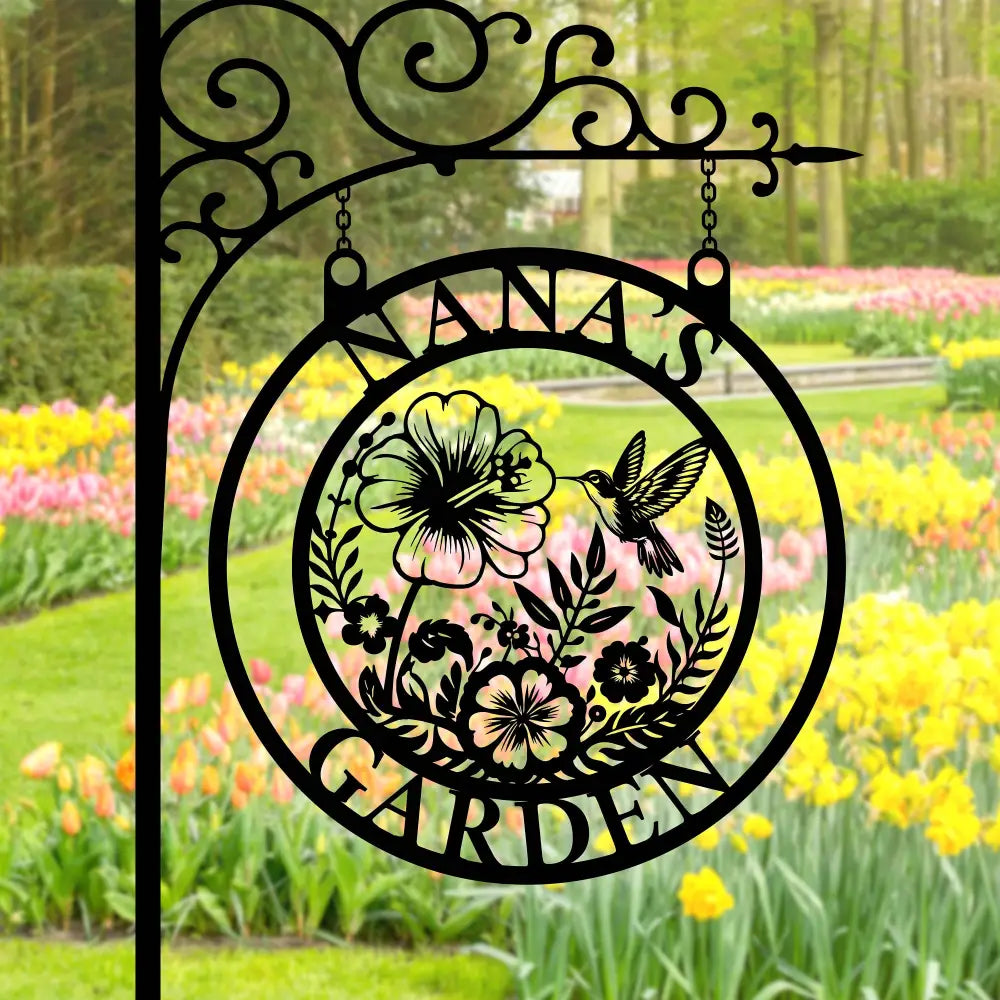 Custom Hummingbird Metal Garden Decor - Hummingbird Garden Sign - Hummingbird wall art - Personalized Garden Decor